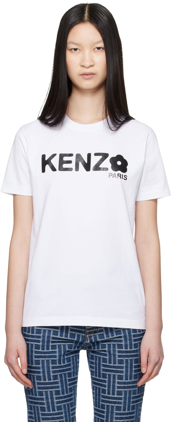 T-shirt KENZO White Paris Boke Flower 2.0 T-Shirt Vit | FE62TS1374SO