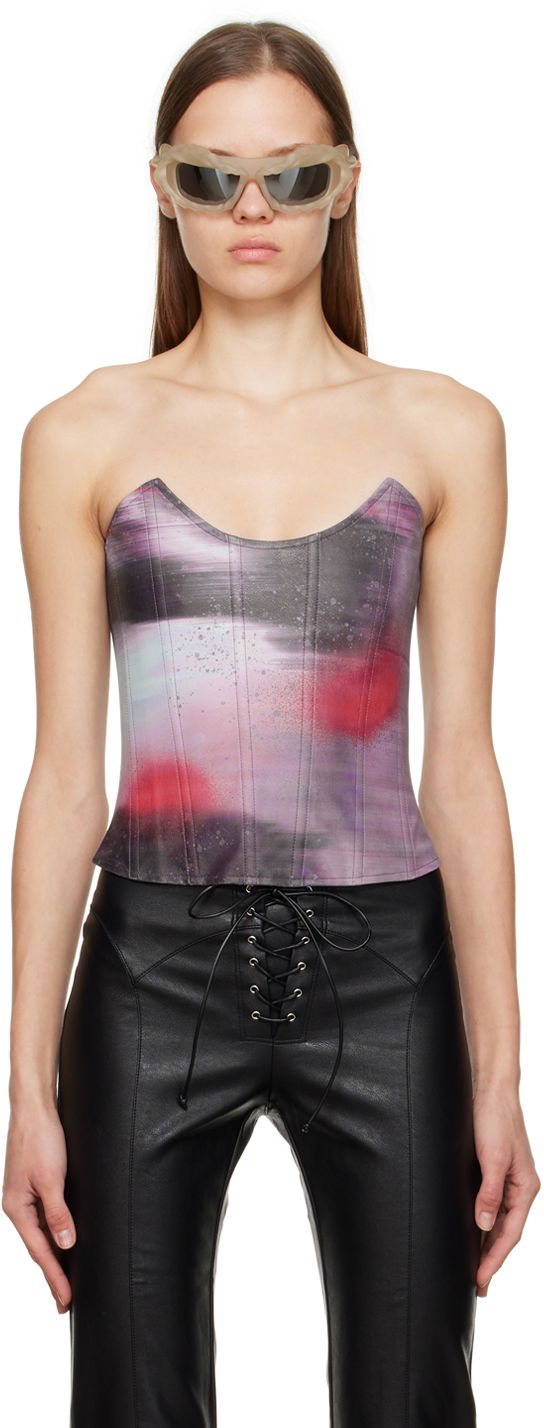 Linne Miaou Miaou Leia Print Corset Top Purpur | 7010PPUMOP