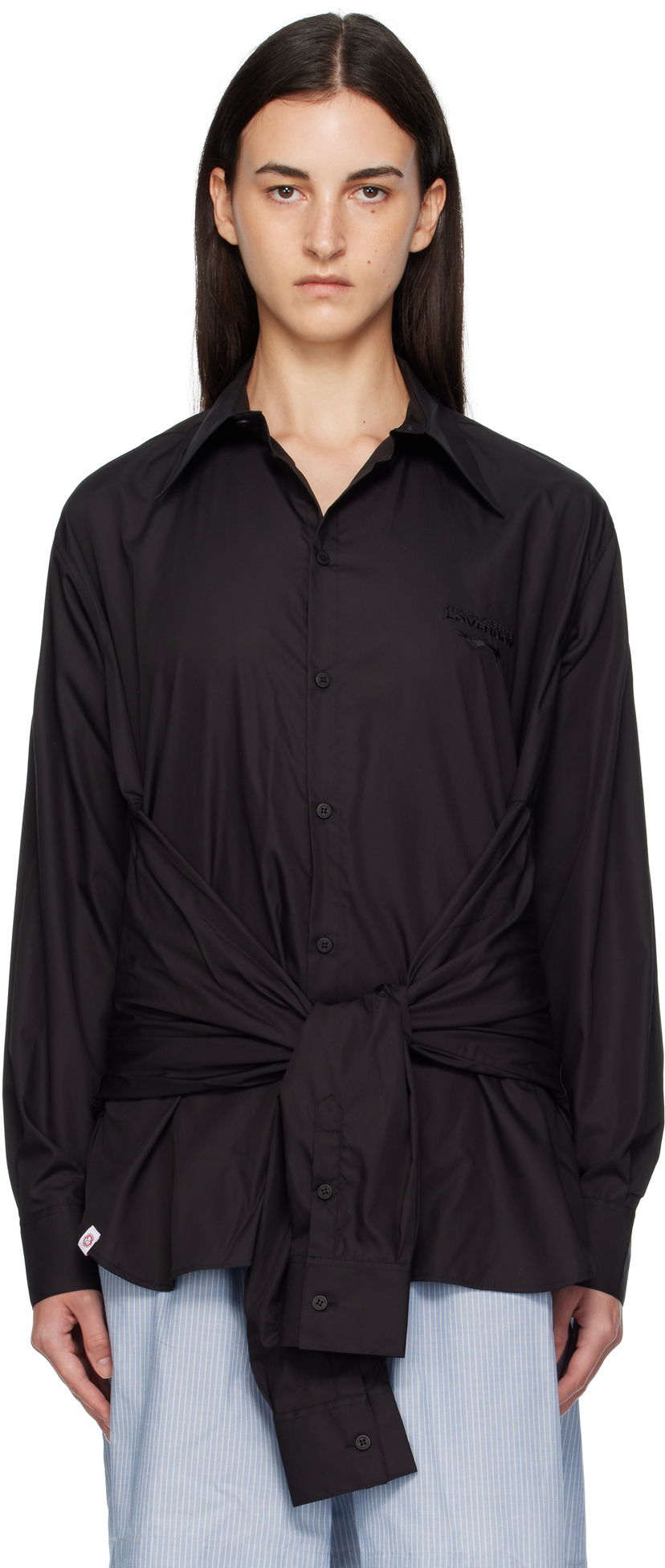 Skjorta Charles Jeffrey Loverboy Charles Jeffrey LOVERBOY Hug Tie-Waist Shirt Svart | 52070401