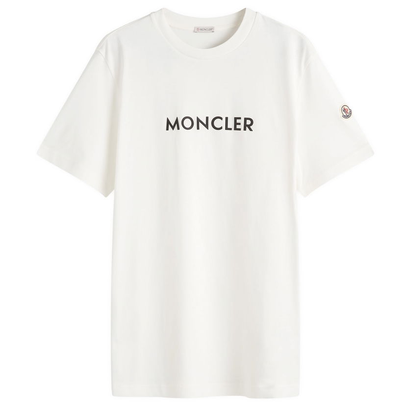 T-shirt Moncler Text Logo T-Shirt Vit | 8C000-34-89AJS-032