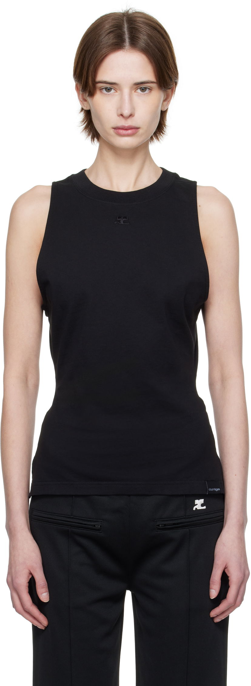 Linne Courrèges Courrèges Fitted Tank Top Svart | 125JDE094JS0107