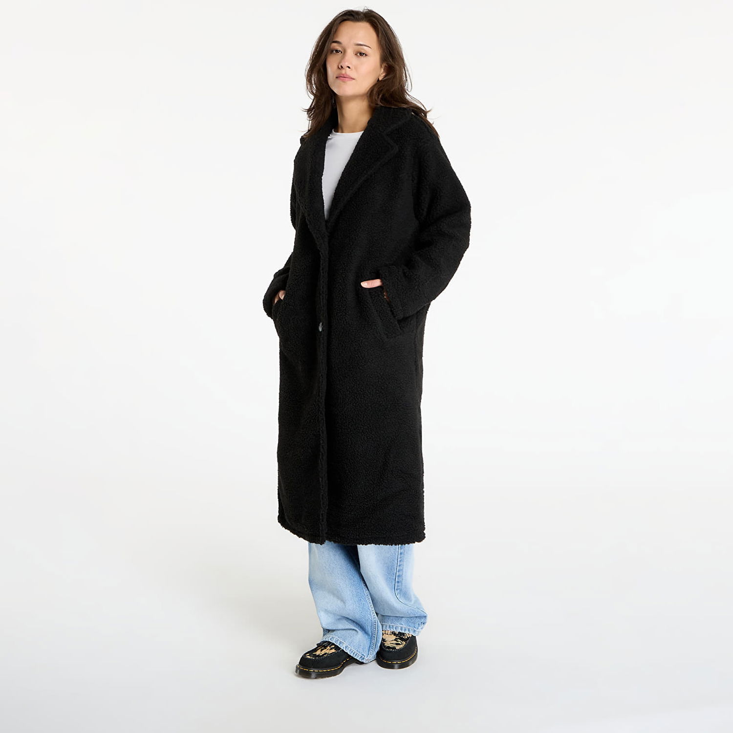 Rockar Urban Classics Teddy Long Coat Svart | TB7936-00007, 0