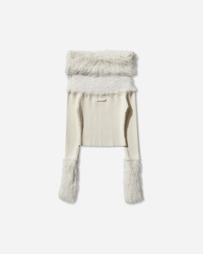 Sweater Jean Paul Gaultier Off-Shoulder Faux Fur Trimmed Sweater Vit | 2503WPO018K005 03
