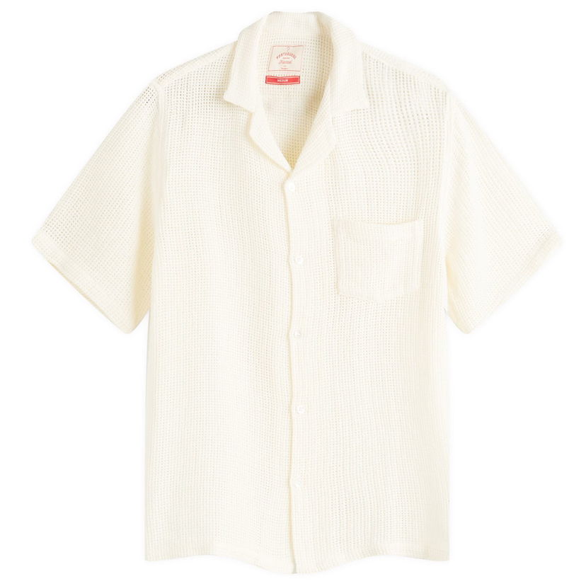 Skjorta Portuguese Flannel Flannel Salva Mesh Vacation Shirt, Size Large Vit | SS25-081-WHT