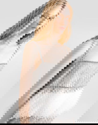 Klä Dolce & Gabbana Dolce & Gabbana Satin and Feather Mini Dress with Crystal Fringe Vit | F60FHZGDDI6G1012, 3