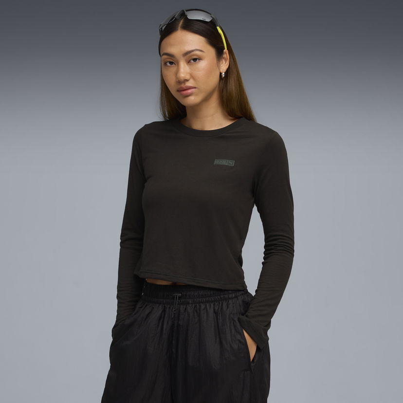 Crop top Puma PUMA x ROSÉ Women's Long Sleeve Cropped T-Shirt Svart | 633805_01
