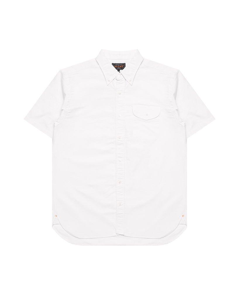 Skjorta BEAMS Beams Plus Button-Down Short Sleeve Oxford Shirt Vit | 38010032139-01
