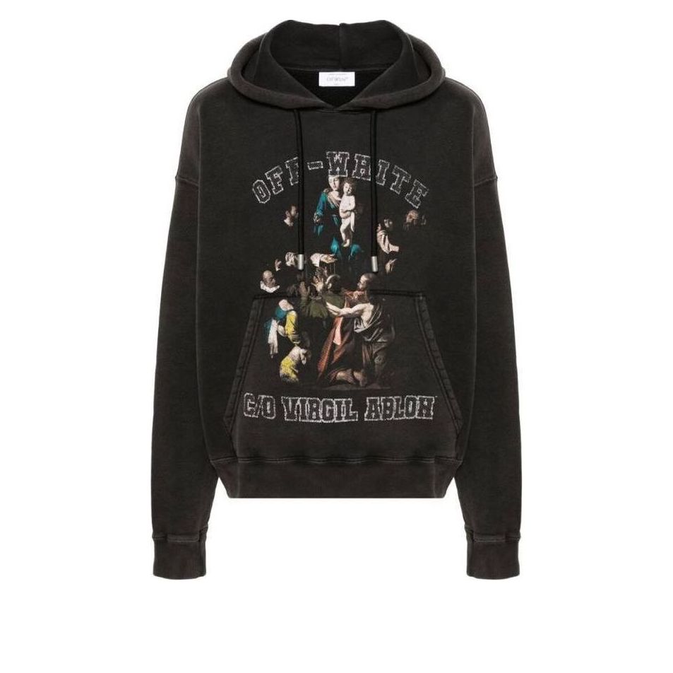 Sweatshirt Off-White Mary Skate Graphic Print Hoodie Svart | OMBB085S24FLE0091001, 0