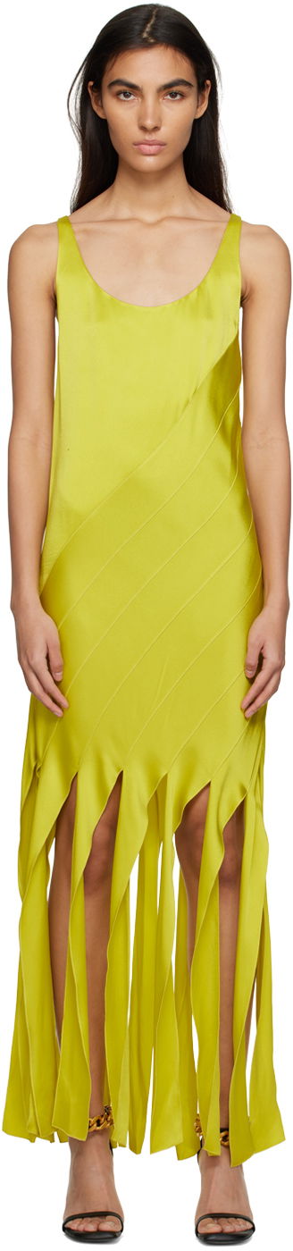 Klä Stella McCartney Stella McCartney Women's Fringed Maxi Dress Grön | 6A01473AU309