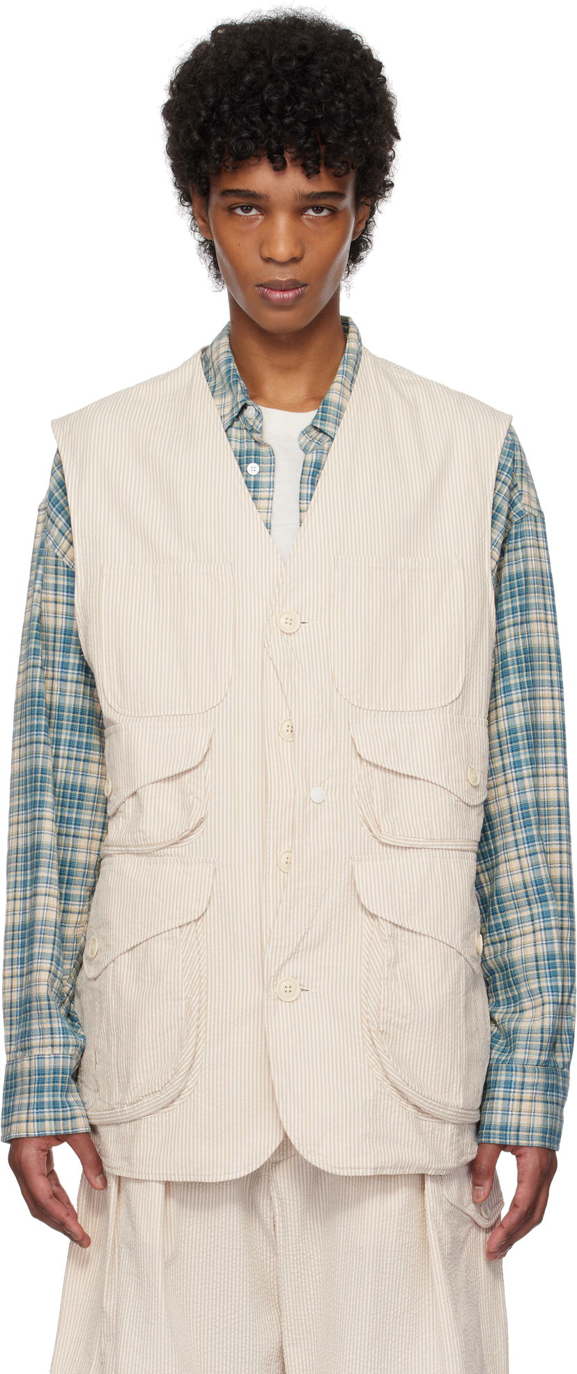 Väst Engineered Garments Engineered Garments Hunting Vest Beige | 25S1D079