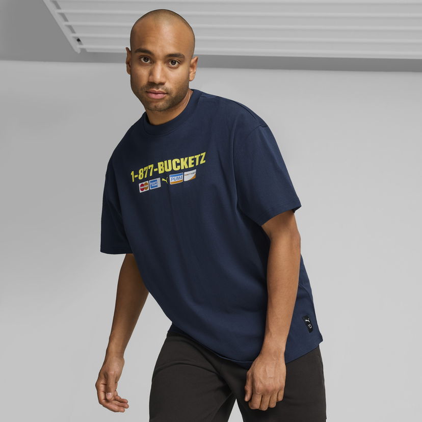 T-shirt Puma Step Up Your Game Basketball T-Shirt Mörkblå | 627154_01