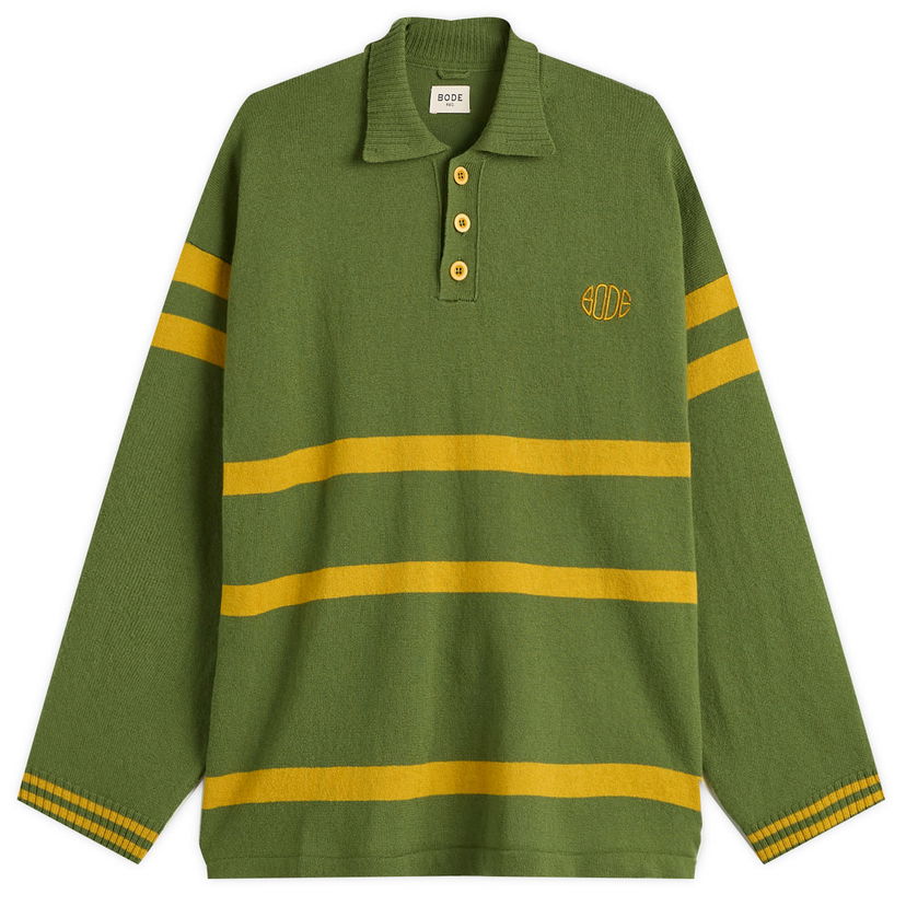 Polotröja Bode Knit Striped Long-Sleeve Regis Polo Flerfärgad | MRF25KT011