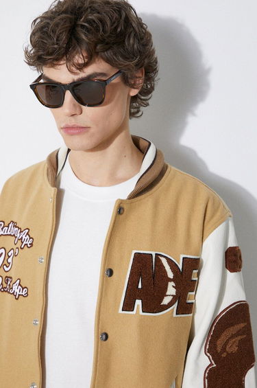 Bomberjacka BAPE Multi Motif Varsity Bomber Jacket Beige | 1J80141001, 4
