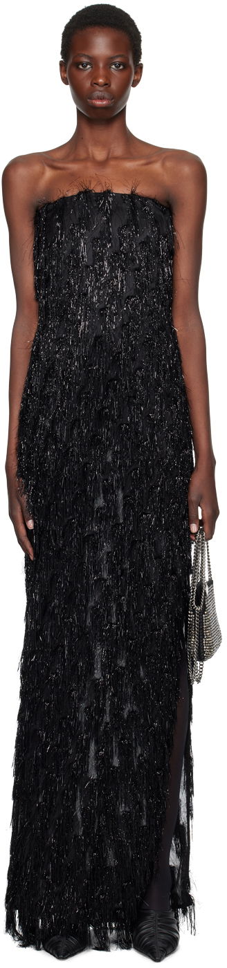 Klä Stella McCartney Stella McCartney Tinsel Bustier Maxi Dress Svart | 6A04513EJ356