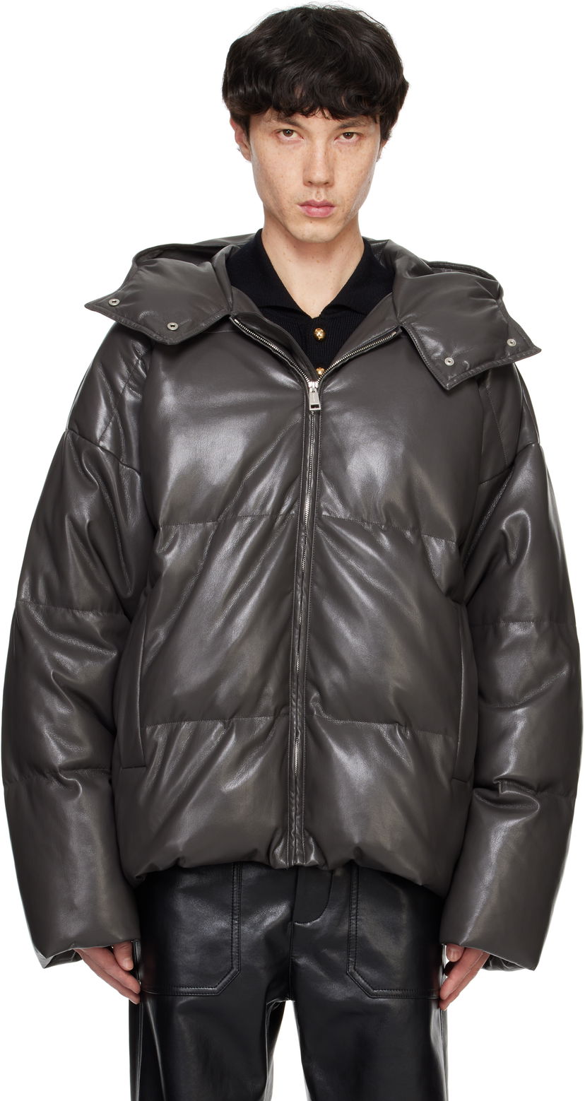Pufferjacka Nanushka Nanushka Vili Vegan Leather Puffer Jacket Grå | NM24FWJK01769