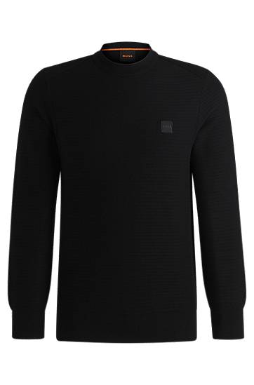 Sweater BOSS BOSS Cotton Cashmere Logo Patch Sweater Svart | 50527584