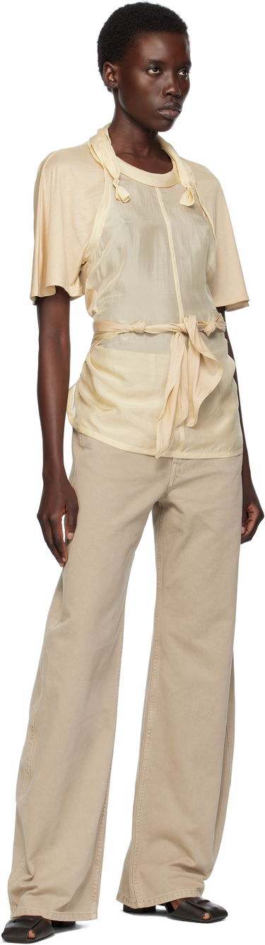 T-shirts och linne LEMAIRE Lemaire Mixed Fabric Knotted Top Beige | TO1332 LF1373, 4