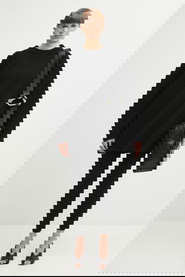 Sweater Maison Margiela Oversized Ribbed Wool Blend Mock Neck Sweater MM6 Maison Margiela Svart | S62HL0042.M13192.900, 5