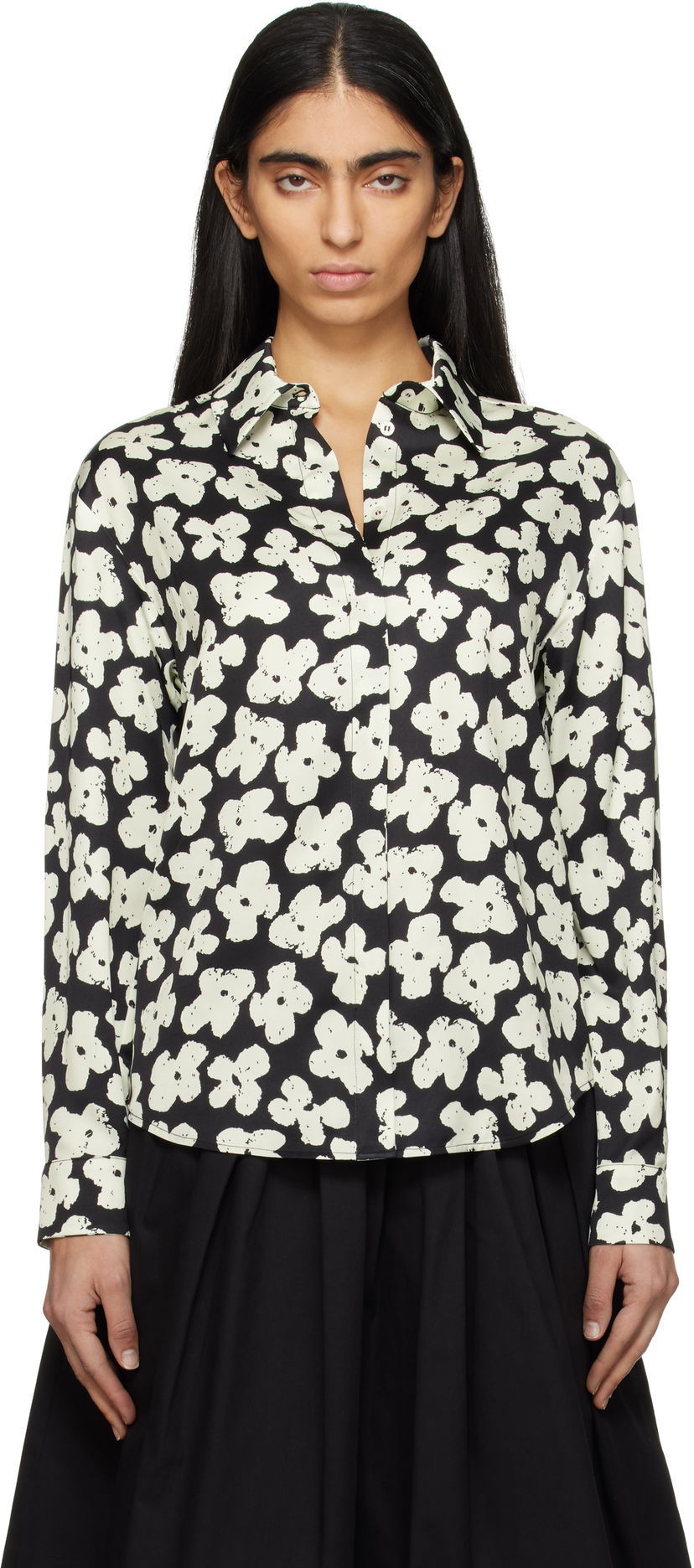 Skjorta MSGM MSGM Floral Print Shirt Svart | 3841MDE24 257151