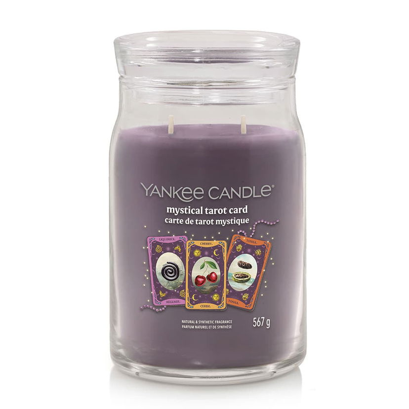 Ljus Yankee Candle Signature Large Two-Wick Halloween Mystical Tarot Card Jar Candle with Licorice Cherry Tonka Scent Purpur | 43492