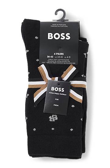 Strumpor BOSS Four-pack of regular-length socks with polka dot and monogram details Svart | 50546742, 1