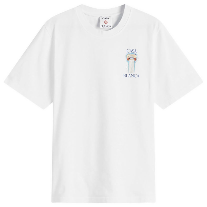 T-shirt Casablanca La Colomne Graphic T-Shirt, Size Large Vit | MPS25-JTS-001-05