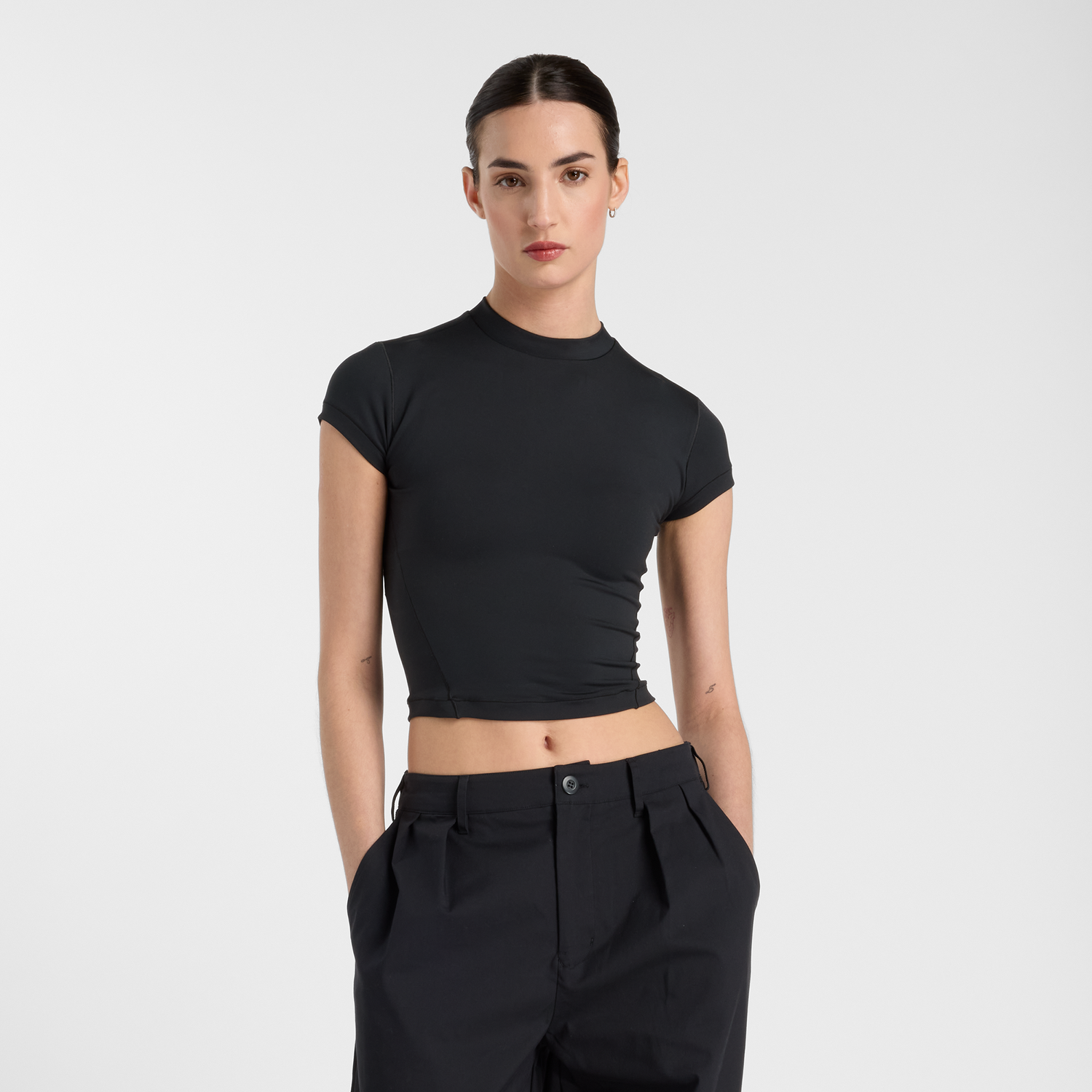 Crop top New Balance Fitted Crop Top Svart | NBWT51126BK, 0