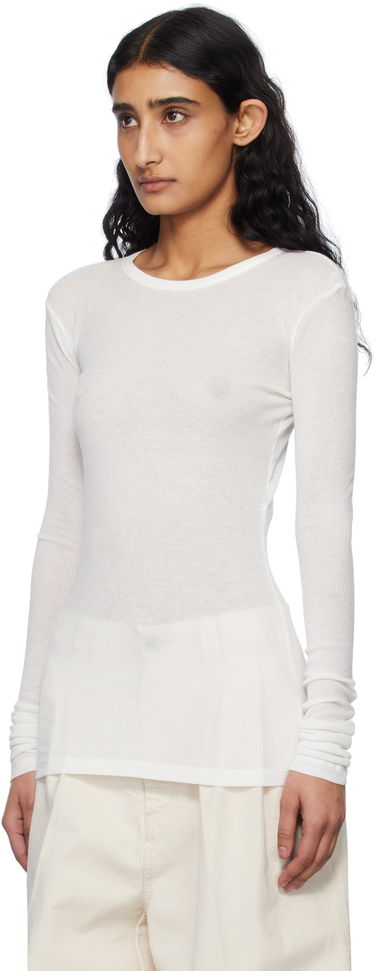 Skjorta Ann Demeulemeester Ann Demeulemeester Fiene Long Sleeve T-Shirt Vit | 2510-W-JTS12-FA570-002, 3