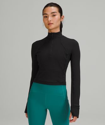 Sweatshirt lululemon It's Rulu Cropped Half-Zip Running Top Svart | prod10641685, 7