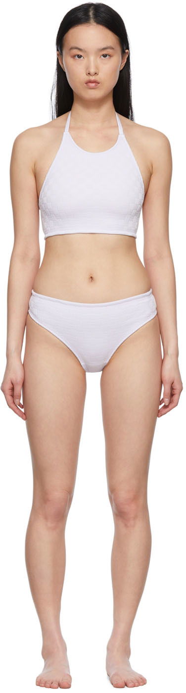 Badkläder Bottega Veneta Nylon Halter Bikini Vit | 687040 V1LJ0