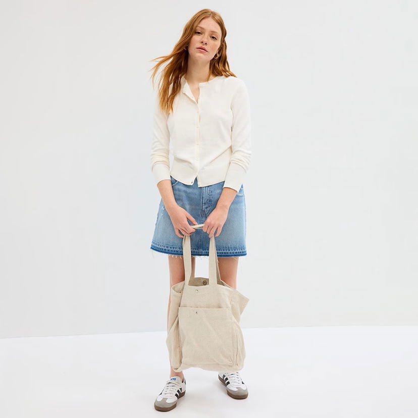 Sweater GAP Crew Cardigan Snowflake Milk Vit | 443176-04