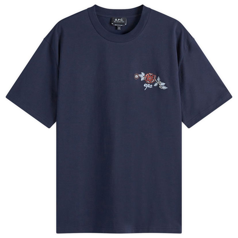 T-shirt A.P.C. A.P.C. Men's Oscar Floral Logo T-Shirt Mörkblå | COGCK-H26511-IAK