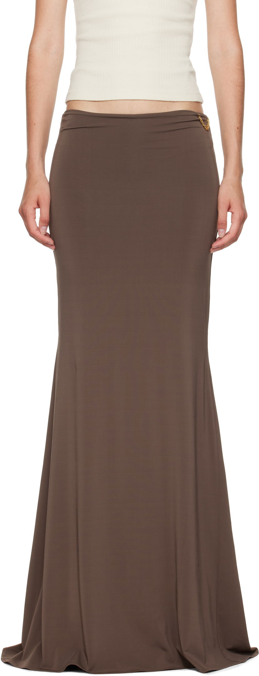 Kjol AMIRI AMIRI Logo Chain Maxi Skirt Brun | AWSKCA1022