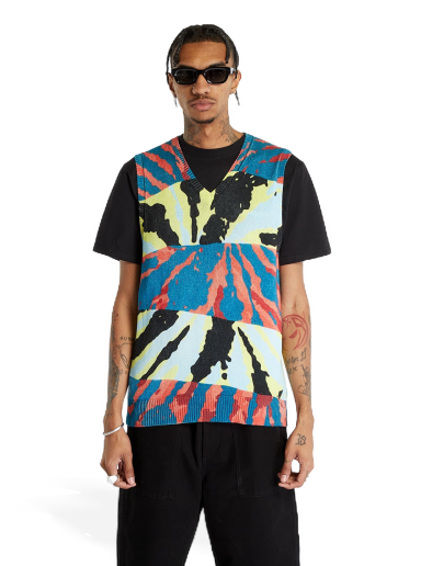 Väst Stüssy Printed Sweater Vest Svart | 117179 blue