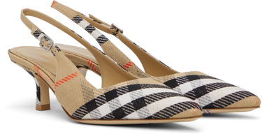 Sneakers och skor Burberry Burberry Birdie Check Slingback Pumps Beige | 8106171, 3