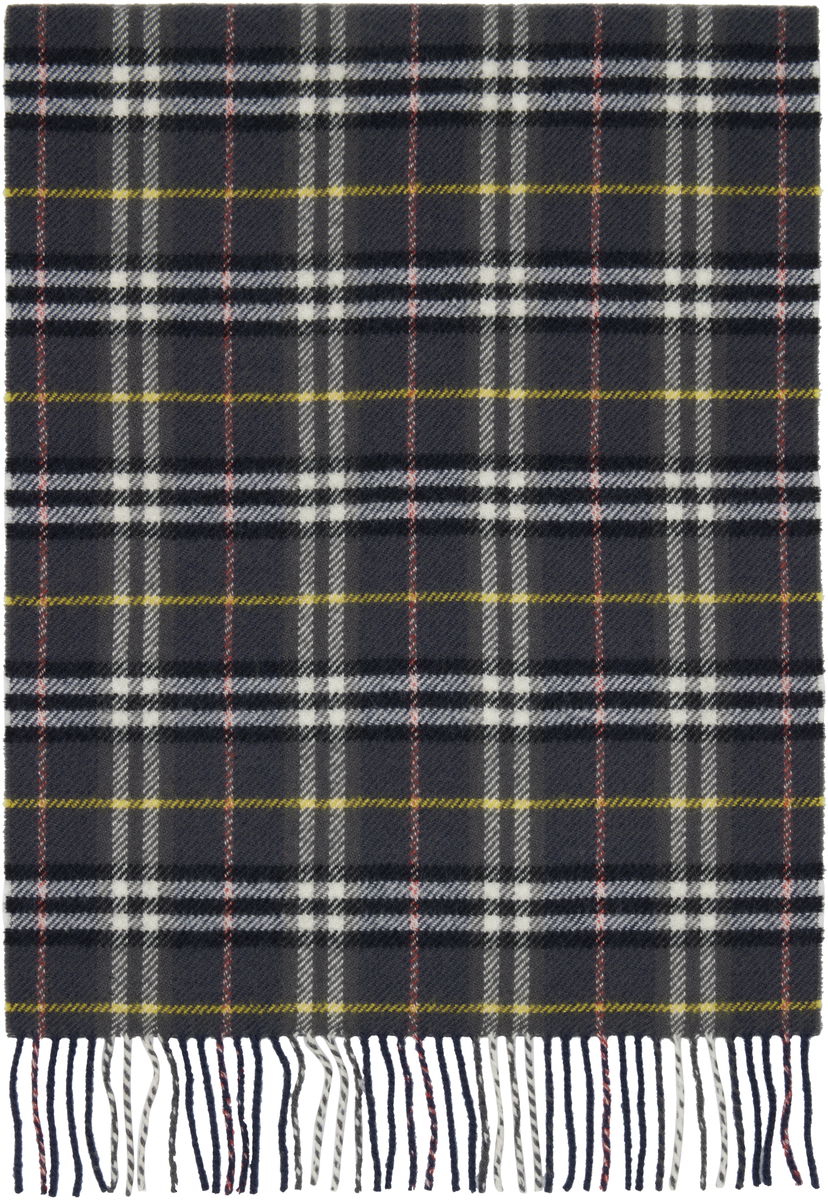 Halsduk Burberry Burberry British Wool Check Scarf Mörkblå | 8109460