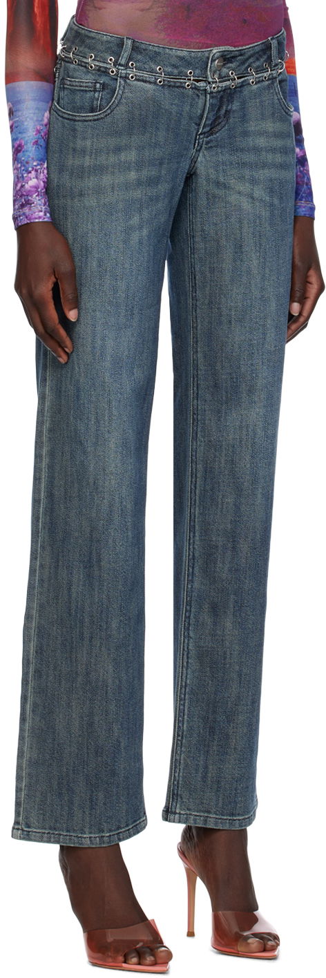 Jeans Miaou Miaou Marco Chain-Embellished Jeans Blå | 1033SD2DUR, 1