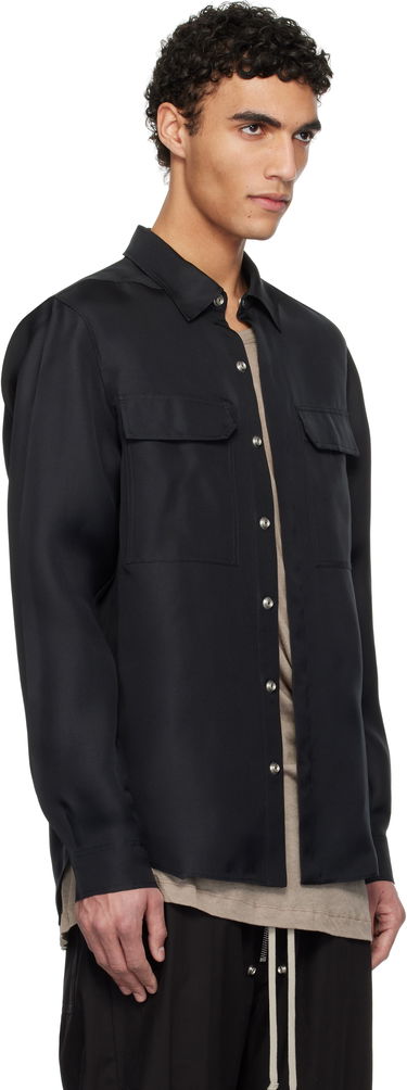 Skjorta Rick Owens Hollywood Silk Gazar Overshirt Svart | RU01E5236 SG, 1
