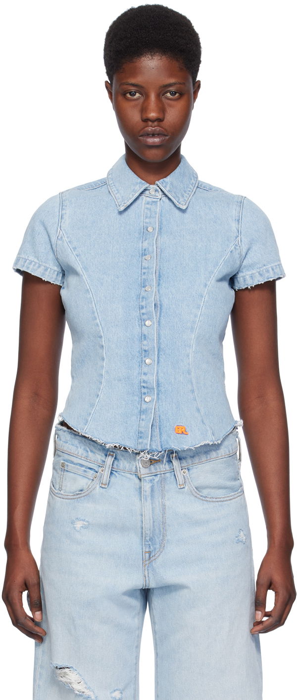 Skjorta ERL ERL Levi's Edition Short Sleeve Denim Shirt Blå | ERL07B301, 0