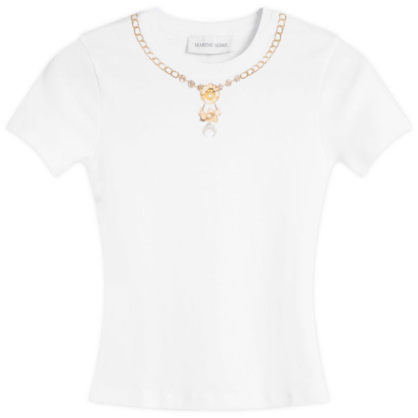 T-shirt Marine Serre Trompe-L'Oeil Jewelry Baby Fit T-Shirt Vit | WTT012ACJER0092-WH10
