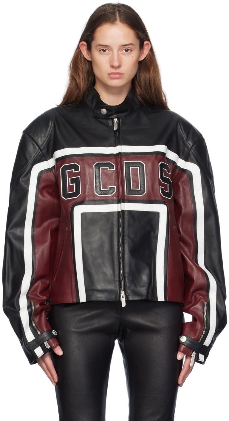 Jacka GCDS Leather Racing Jacket Svart | A2OM0902LA4