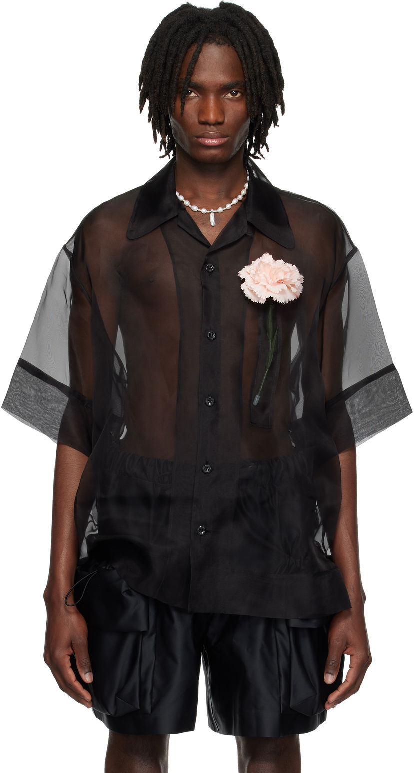 Skjorta Simone Rocha Simone Rocha Carnation Pocket Boxy Shirt Svart | 5332 0360