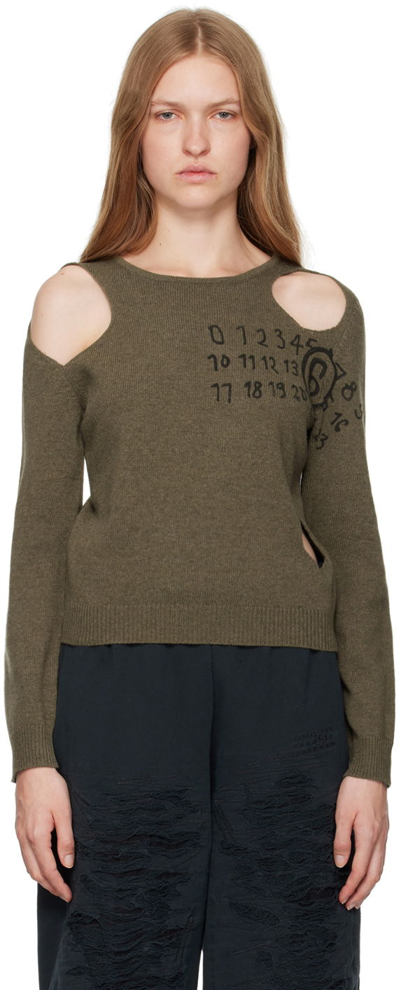 Sweater Maison Margiela Cut Outs Sweater Grön | S62NH0034 M13071
