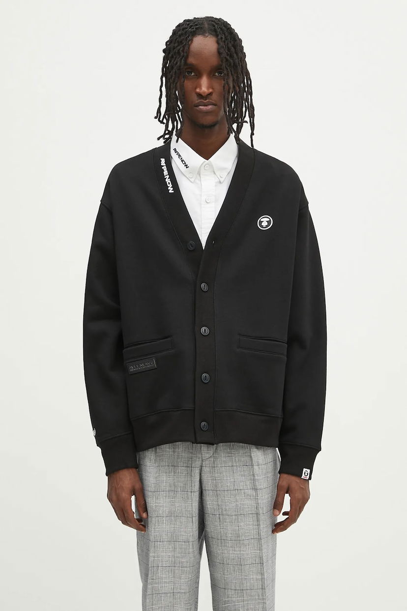 Sweater AAPE by A Bathing Ape AAPE Now Cardigan Svart | AAPSWMB329XXN