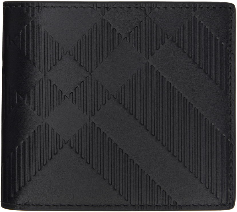 Plånbok Burberry Embossed Check Bifold Wallet Svart | 8103989