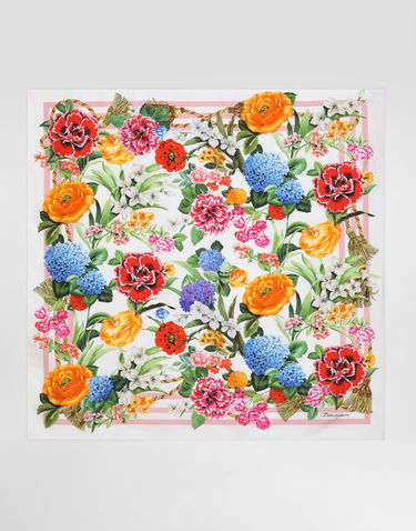 Halsduk Dolce & Gabbana Dolce & Gabbana Floral-Print Silk Twill Square Scarf Flerfärgad | FN090RGDCV9HD5KU, 0