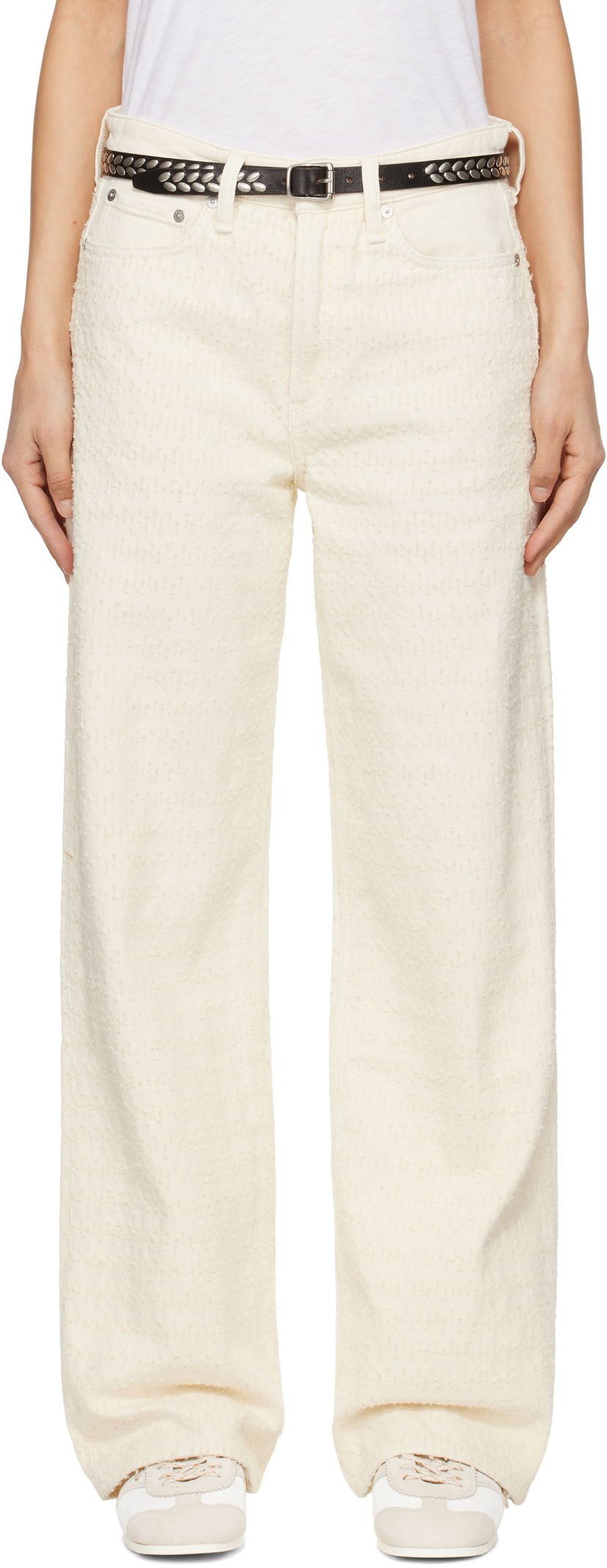 Byxor rag & bone rag & bone Logan Mid-Rise Wide Leg Jeans Vit | WDD25S2935RGET