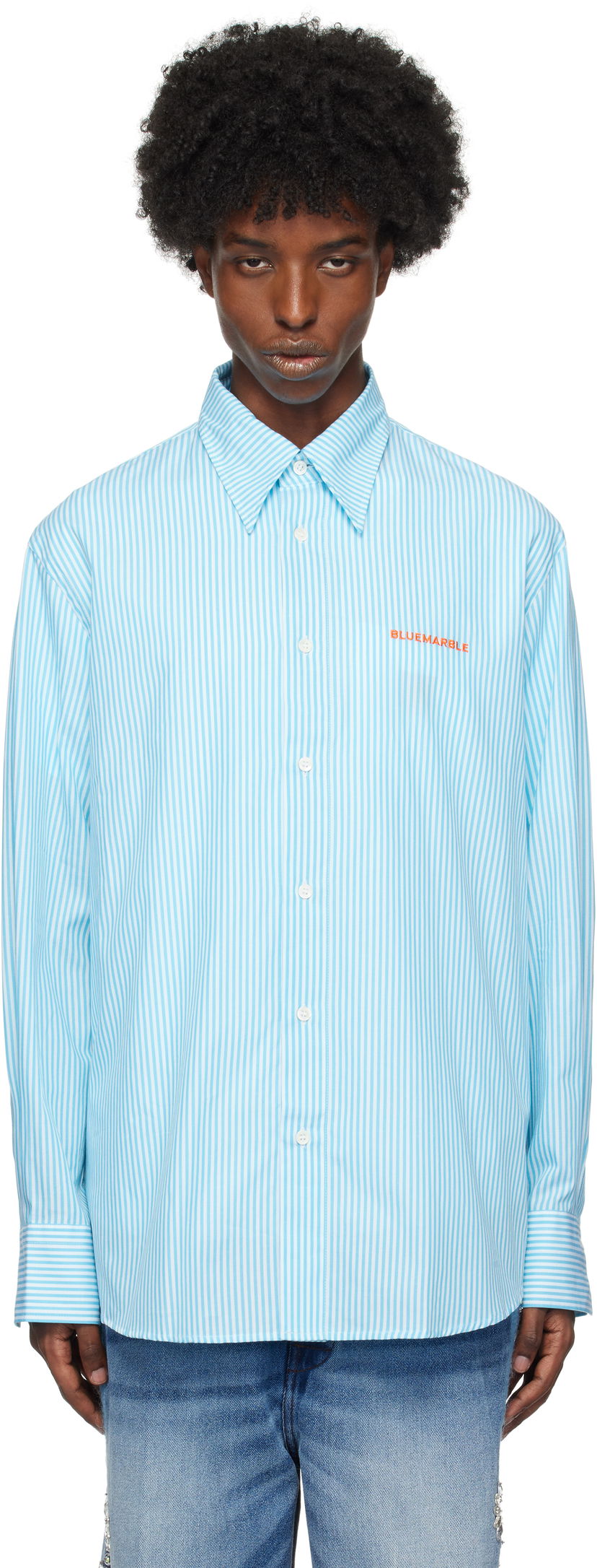 Skjorta Bluemarble Striped Poplin Shirt Blå | SH29 PO26B24 BLU