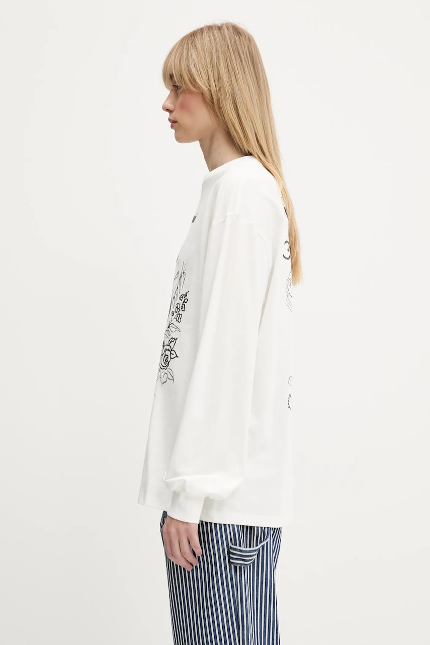 Sweatshirt GANNI GANNI Re-cut Heavy Jersey Charm Long Sleeve T-Shirt Vit | T4139, 1