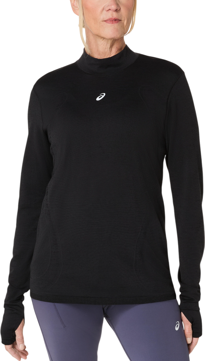 T-shirts och linne Asics Road Winter Seamless Long Sleeve Mock Neck Top with Thumbholes Svart | 2012d277-001